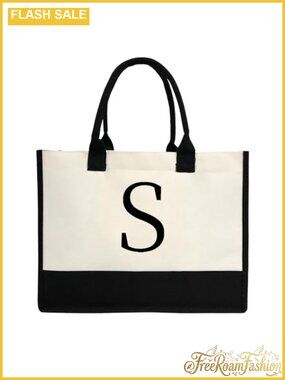 Personalized Initial Canvas Tote Bag Women Compact Purse